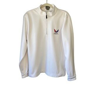 Fennec Volition America Mens White Quarter Zip Waffle Knit Pullover Size M